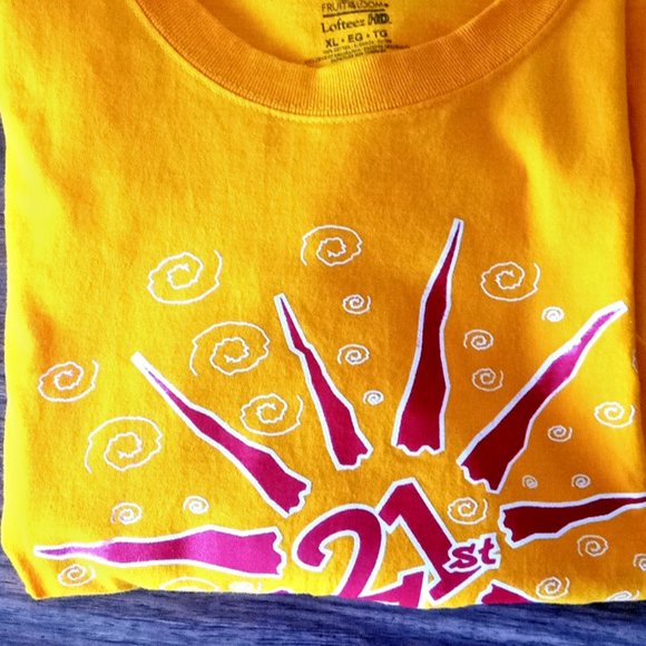 Fruit of The Loom Lofteez HD T Shirt XL Short Sleeves Yellow 100% Cotton Ads - Picture 5 of 7